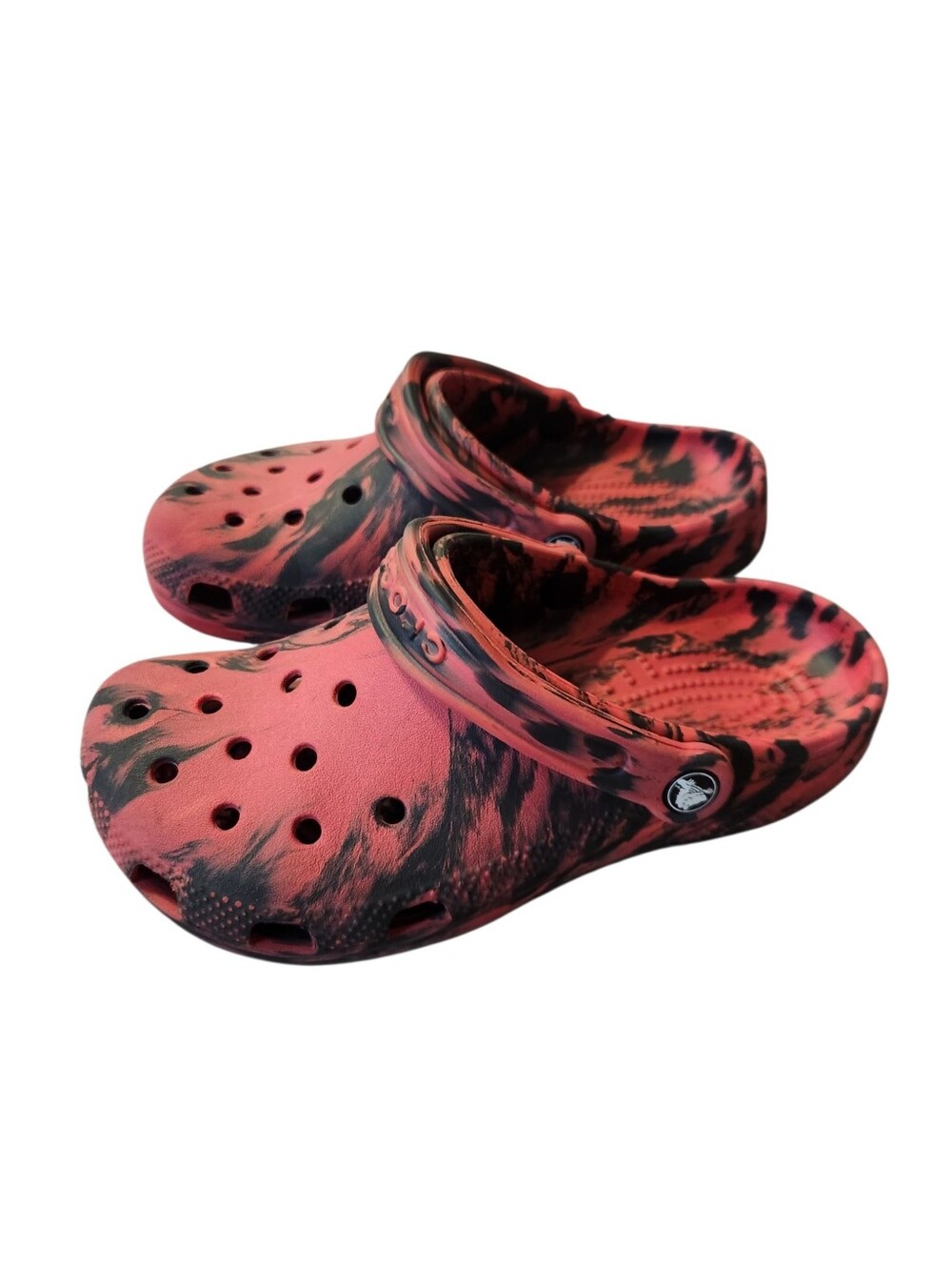 Kids Crocs Classic Clogs Tie Dye RED Youth Size J4 | Slip-On Comfort Shoes